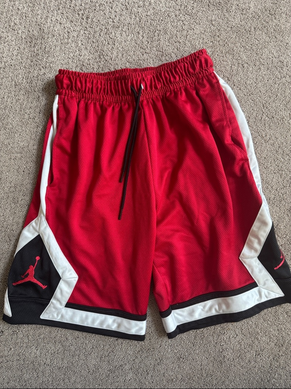 Jordan Red Basketball Shorts with White & Black Accents